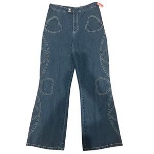 y2k heart pocket patch embroidered jeans